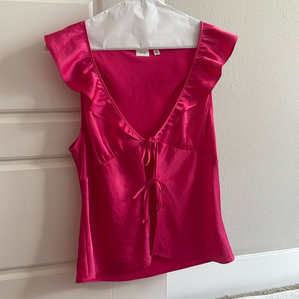 Aritzia Wilfred Tonka Satin Top Hot Pink Size M